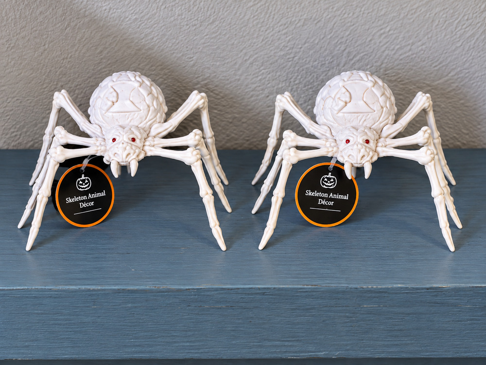 Halloween Skeleton Spiders Set of 2 Spooky Tabletop Decor